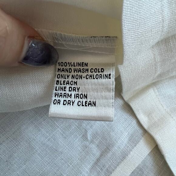 NEW Talbots 100% Irish Linen button front collared shirt 3/4 sleeve - Picture 7 of 7